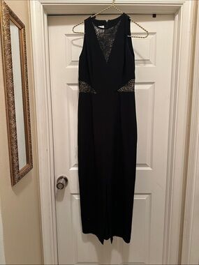 Black Jeannene Booher Sleeveless  Dress with Lace Insets